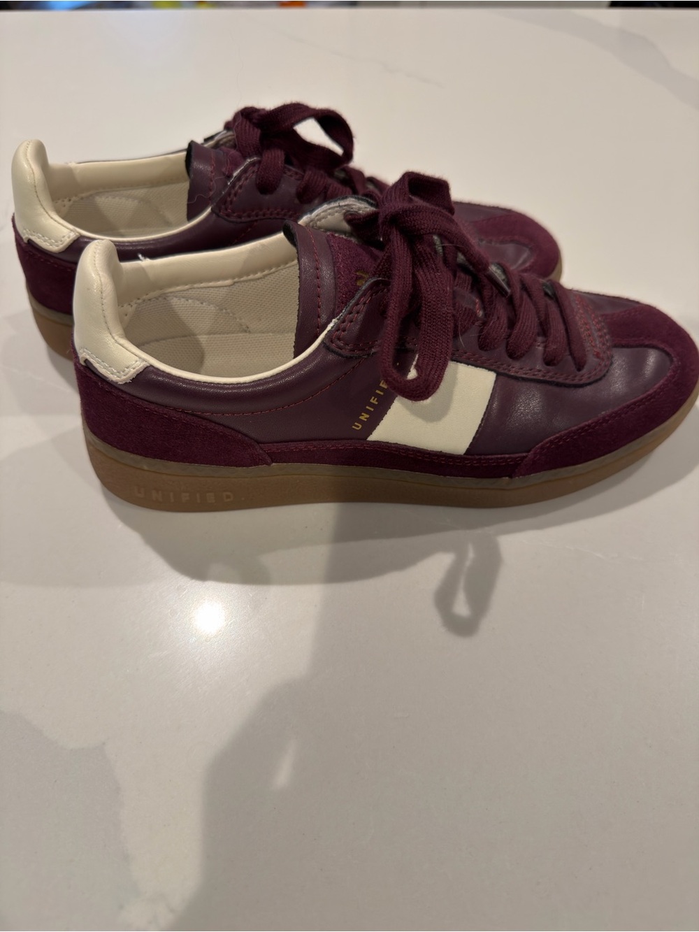 Unified Women's Burgundy and Cream Low-Top Sneakers
